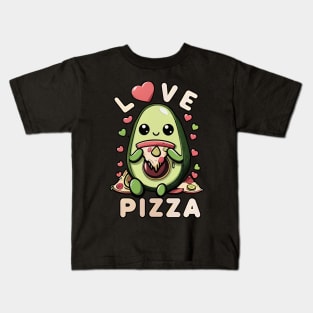 A cute sweet avocado eating pizza Kids T-Shirt